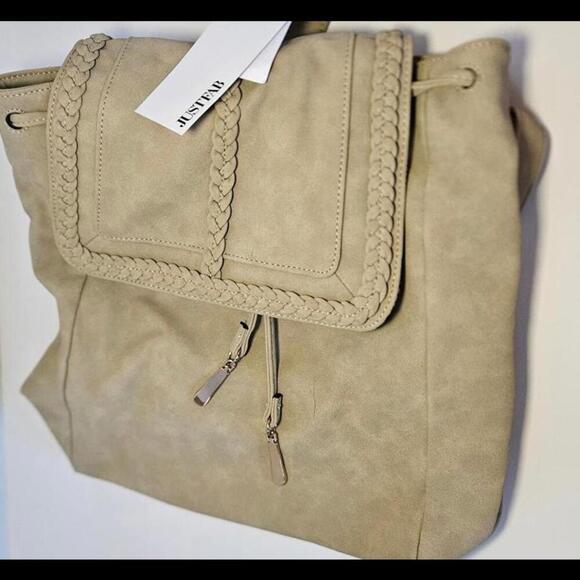 JustFab Stylish Suede Backpack with Braided Detailing NWT - Picture 4 of 4